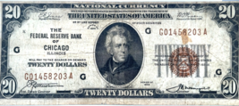 Series of 1929 National Banknote Federal Reserve Chicago FR #1870-G Fine - $1,386.18 MXN
