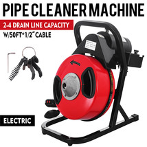 50ftx1/2&#39;&#39; Electric Sewer Snake Drill Drain Auger Cleaner Drain Cleaning... - £267.44 GBP