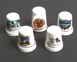 Lot of 5 Georgia GA Themed States Sewing Ceramic Porcelain Vintage Thimb... - $7.99