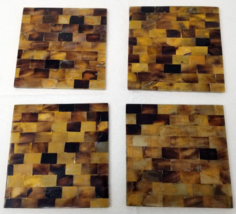 Mosaic Faux Tortoiseshell Pattern Coasters Acrylic Vinyl Backing Set of ... - £14.85 GBP