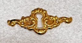Old Keyhole Scrolls Detail Lock Cover Brass Colored 2 1/2 x 1 1/8 inch K... - $9.41