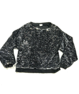 Zara Girls Black Silver Sequin Blouson Sweatshirt Size 13/14 - £20.46 GBP