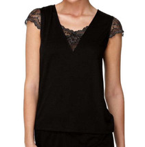 Flora by Flora Nikrooz Womens Kat Lace-Trimmed Knit Top Size Small Color Black - £39.82 GBP