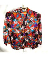 Vintage 80s 90s Shirt Womens Size 22 Long Sleeve Polyester Funky Horse R... - $28.02 CAD