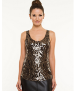 Le Chateau Sequin Tank Top Gold &amp; Black Size XXL - £39.56 GBP