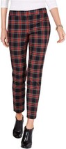 Tommy Hilfiger Womens Plaid Slim Fit Trousers,Size 12,Black/Red - $86.59