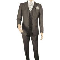 Men Suit BERLUSCONI Turkey 100% Italian Wool Super 180's 3pc Vested #Ber6 Brown image 10
