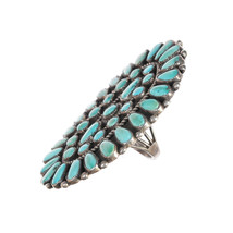 sz8.5 Large vintage Zuni sterling turquoise cluster ring - £412.77 GBP