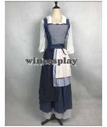 Beauty And The Beast Belle Maid Daily Apron Dress Set Cosplay Costume - £80.61 GBP