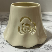 Home Interiors Jar Candle Topper, Ivory w/Rose Logo Cut Out/Scalloped 5.25&quot; - £14.19 GBP