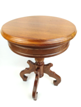 1960s Mahogany Association Round Side Table Plant Stand Solid Wood 19&quot; S... - £118.26 GBP