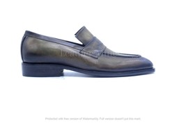  Leather Green Patina Loafers shoes Men&#39;s, Handmade Formal Custom Made S... - £127.58 GBP