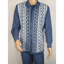 Men Silversilk 2pc Fancy walking leisure suit Italian woven knits 14010 Blue image 8