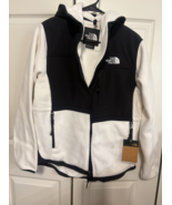 North Face Women Size S Fleece Black &amp; White Dune With Denali Hoodie Jac... - $101.83 CAD