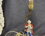 Vintage Boudoir Lamp Porcelain Colonial Man Flute Brass Base 12&quot; Tall - $14.85