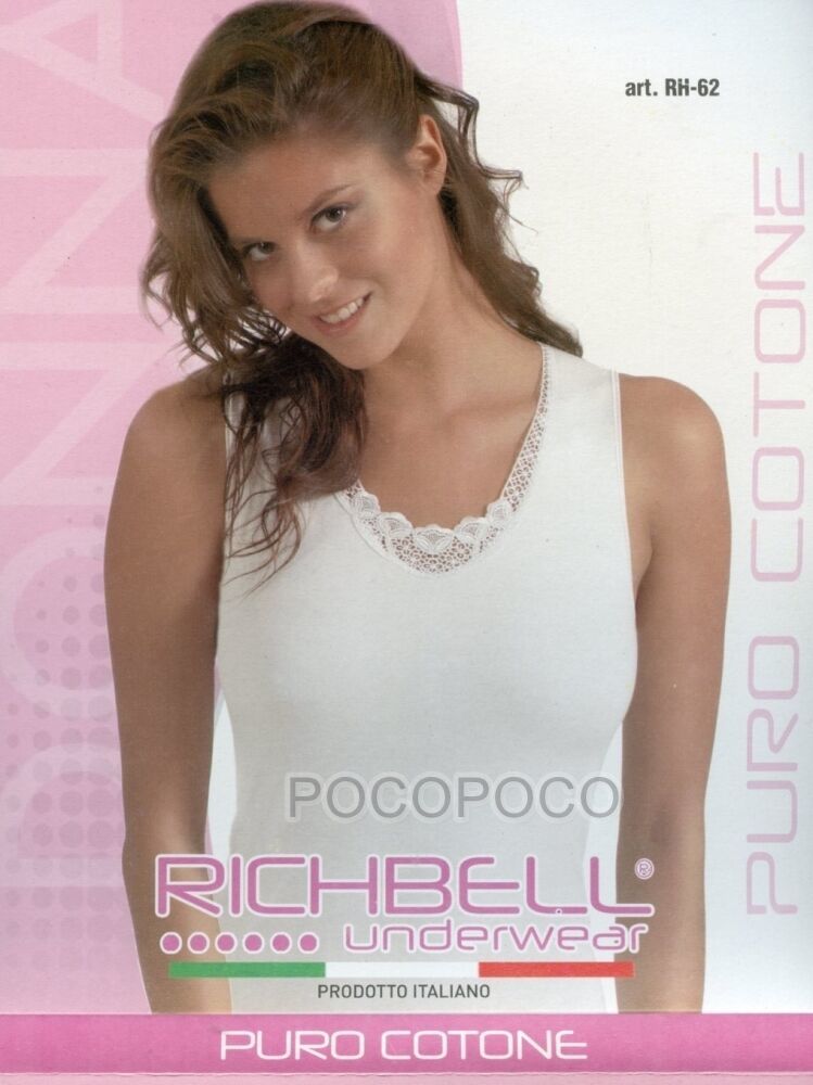 Camiseta de Tirantes Hombro Larga Mujer Algodón richbell RH62 Top Íntimo - $6.27