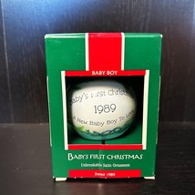 Hallmark Keepsake Baby&#39;s First Christmas Baby Boy Satin Ball Ornament 19... - $39.55