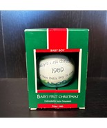 Hallmark Keepsake Baby&#39;s First Christmas Baby Boy Satin Ball Ornament 19... - £31.51 GBP