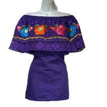 Artisanal Embroidered Off the Shoulder Traditional Mexican Blouse Size L - £15.78 GBP