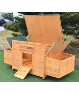 New 69&quot; Wood Hen Chicken Duck Poultry Hutch House Coop Cage with 4 Nesti... - $6,584.92 MXN