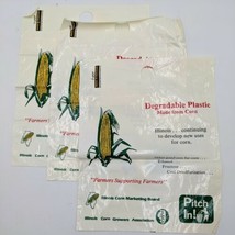 Lot Of (3) Vintage Degradable Plastic Illinois Corn Marketing Board 8&quot;x10&quot; Bags - £13.32 GBP