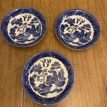 Lot of 3 WOOD &amp; SONS England Woods Ware Blue Willow 5.5” Rimmed Bowls - £10.63 GBP