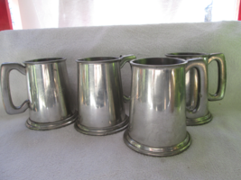 Raimond Viners of Sheffield, English pewter, 4 glass bottomed steins, engraved - £31.12 GBP