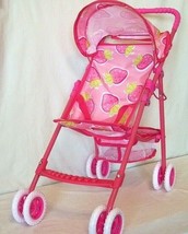 STROLLER-DOLL W/CANOPY, Basket &amp; Footrest, 22in. Tall.Strawberry Design - $19.99