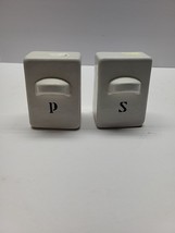 Mid century, white ceramic , rectangular ,salt pepper shakers, - $18.74