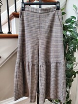 BCBG Generation Gray Plaid Polyester Elastic Waist  Wide Leg Culotte Pant XS - £27.97 GBP