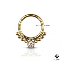 Valentina 14K Solid Gold Septum Ring 16G | Dainty Septum Clicker Ring No... - $175.27+