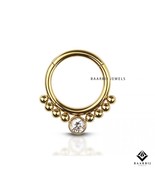 Valentina 14K Solid Gold Septum Ring 16G | Dainty Septum Clicker Ring No... - $175.27+