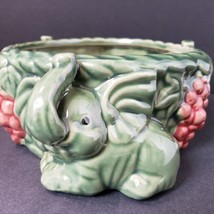 Green 3D Trunk Up Elephant 7&quot; Decorative Ceramic Planter - £21.33 GBP