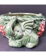 Green 3D Trunk Up Elephant 7&quot; Decorative Ceramic Planter - £21.39 GBP