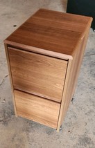 Vtg Engineered Wood 2 Drawer Rolling FIle Cabinet Office Home Simulated ... - $34.99