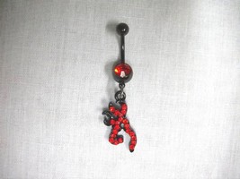 Red Crystal Buck Profile Whitetail Deer On 14g Red Cz Belly Ring Black Barbell - £4.86 GBP