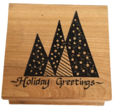 Touche Rubber Stamp Holiday Greetings Christmas Winter Trees Holiday Card Making - £5.97 GBP