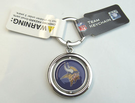 NFL Minnesota Vikings Spinning Logo Key Ring Keychain Forever Collectibles - $10.95
