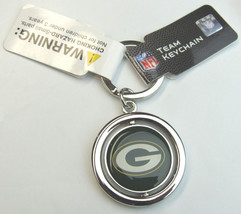 NFL Green Bay Packers Spinning Logo Key Ring Keychain Forever Collectibles - £10.94 GBP