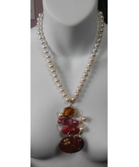 Faux Pearl Wired Stone Pendant Necklace - $44.55