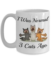 Three Cats Mug Funny 15 0z Novelty Ceramic Cats Coffee Tea Cup Cat Lovers Gif - £17.72 GBP