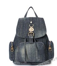 Tro denim backpack fashion preppy trendy style denim cotton women backpacks travel bags thumb200