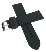 22mm Silicone Rubber Watch Band Strap Black With Blue Stich Pin Buckle -... - £11.94 GBP