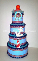 Blue Red and White Ducky Nautical Themed Baby Shower 4 Tier Diaper Cake ... - £50.65 GBP