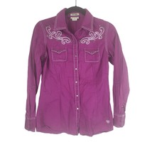 Ariat Snap Front Western Long Sleeve Shirt S/P Womens Purple Rodeo Embroidered - £22.70 GBP
