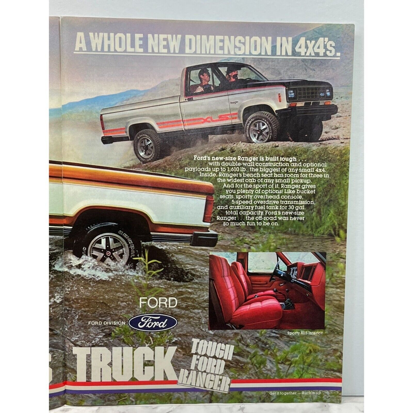 1982 Ford Ranger Vintage Print Ad 2 Page 4x4 Truck Built Ford Tough - Ford