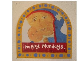 Happy Monday 2 Face Flat Poster Yes Please Monday Grape Black-
show orig... - $13.44