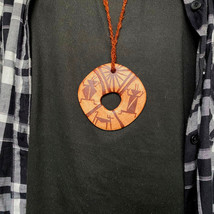 Indigenous Art Pentacle Charm Ceramic Pendant - Chilean Llama Wool Personalized - £19.90 GBP