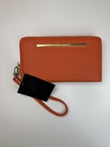 Steve Madden Wallet Wristlet Orange Smooth Texture Gold Zipper - £18.66 GBP