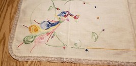 Table Buffet Runner Dresser Scarf Embroidered Hand Stitched Peacock Colorful - £15.81 GBP